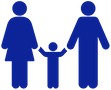silhouette icon of two adults with child