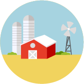 Illustration of barn in rural area