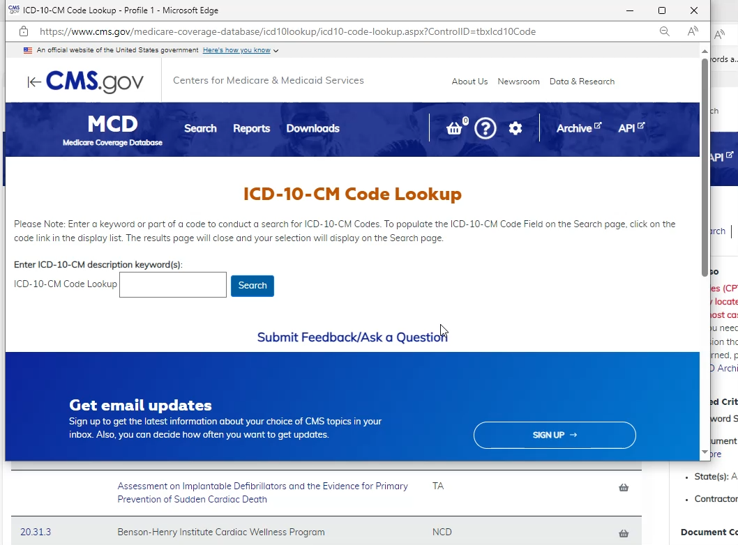 Finding the Code Lookup for ICD-10-CM Codes