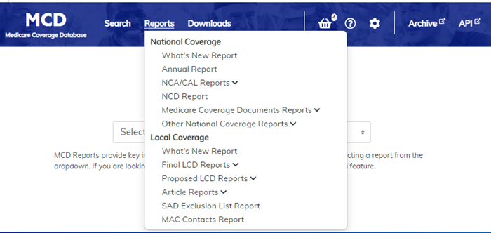Finding the Reports Tab on the MCD Reports Page