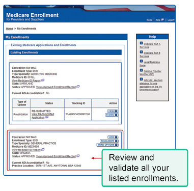 Existing Medicare Applications and Enrollments