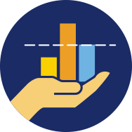 icon of a hand with a bar graph