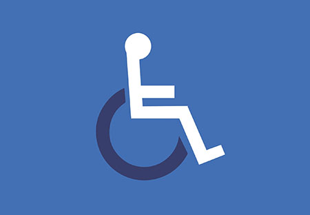 a stick person in a wheelchair
