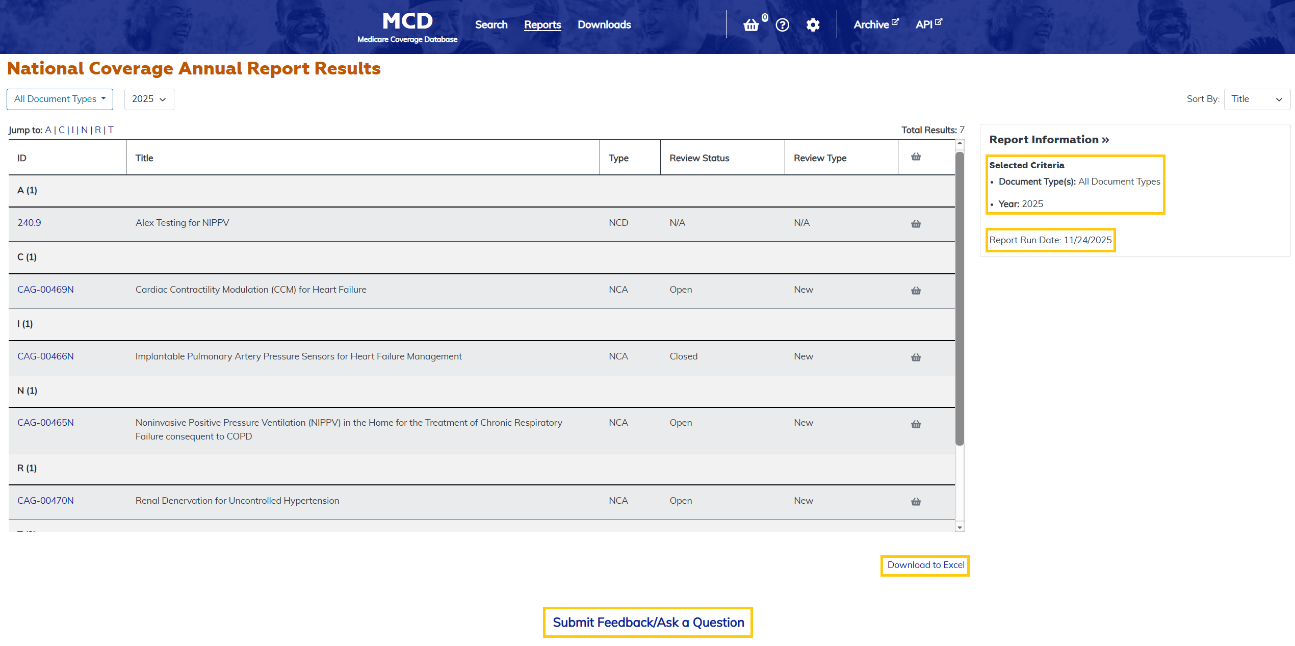 National Coverage Annual Report additional features at the bottom highlighted
