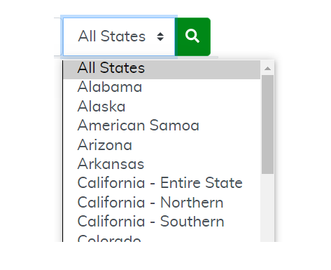 Search page state selection