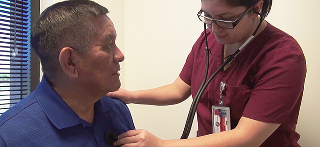 Man receiving medical care