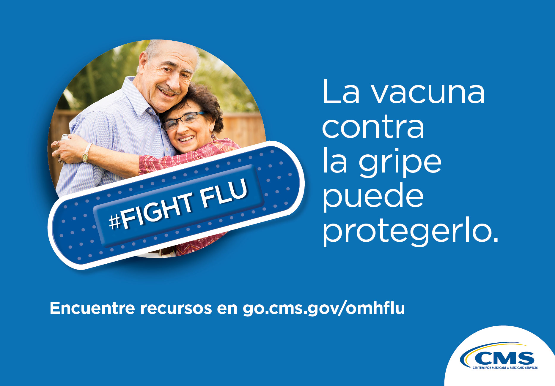 #Fight Flu.  La vacuna contra la gripe puede protegerlo.  Encuentre recursos en go.cms.gov/omhflu