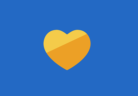 A gold heart on a blue background