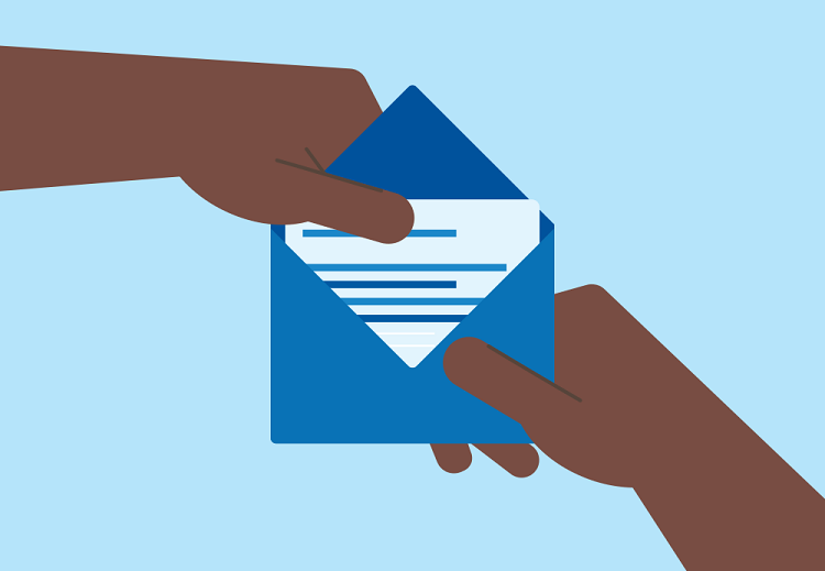 graphic of hands opening an envelope