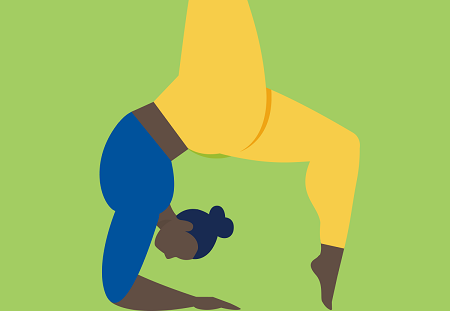 Graphic of a black woman doing a backbend from her forearms