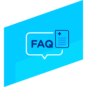 icon of a speech bubble with the letters FAQ in the middle and a medical chart next to the speech bubble