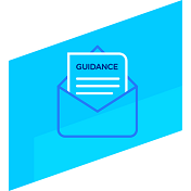 blue icon with an envelope and piece of paper inside that says "guidance" at the top