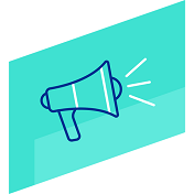 light blue icon of a megaphone