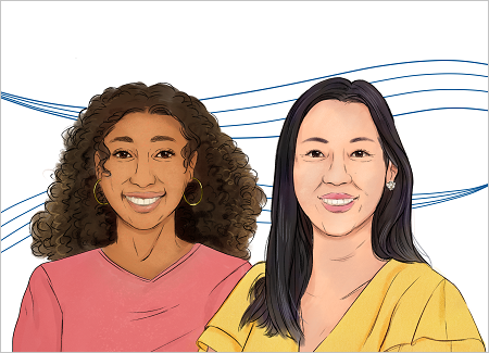 Illustration of Jing Wu and Aminah Jones from ASCP