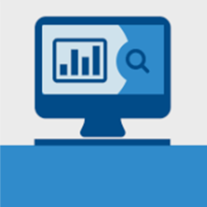 CPI Open Payments - Explore the data image of a computer screen with a bar chart and a magnifying glass